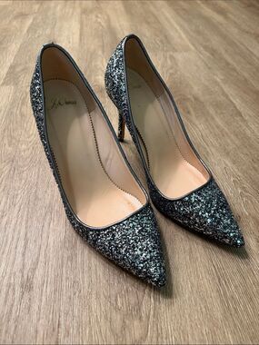 J. Crew Elsie Pointed Toe Pumps Size 8 Gunmetal Glitter Leather